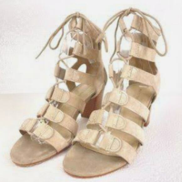 Marc Fisher Women's Tan Open Toe Beige Heel Sandals - Picture 1 of 4